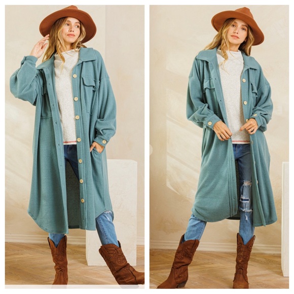 36 Most Fabulous Stretch Front Button Down Long Coat - Picture 2 of 4